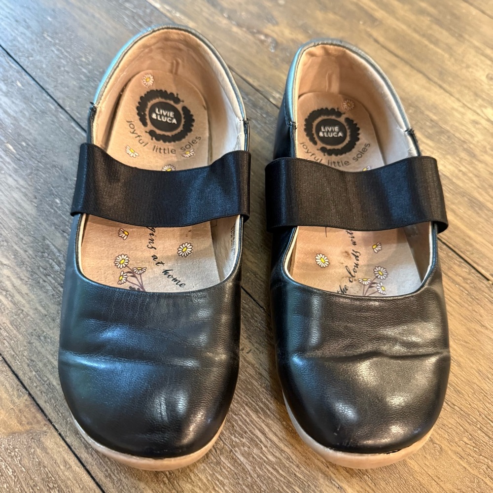 LIVIE‎ & LUCA Girl’s Bella Ballet Flat Shoes in Black Size 13 Ribbon Strap